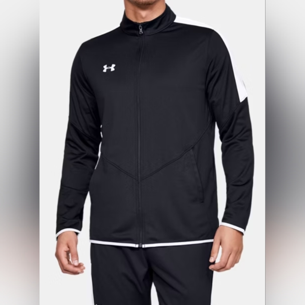 NWT Men's Under Armour Rival Knit training Jacket Full-zip Black/White 3XL NEW